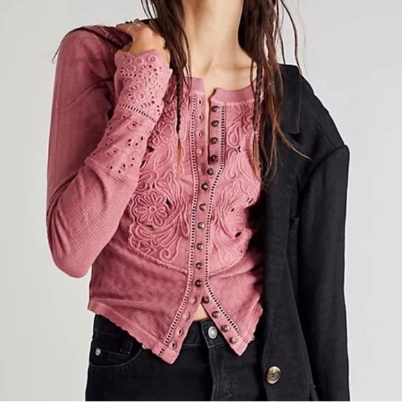 Free People Sidelines Top in Roan Rouge Size S - Picture 4 of 5